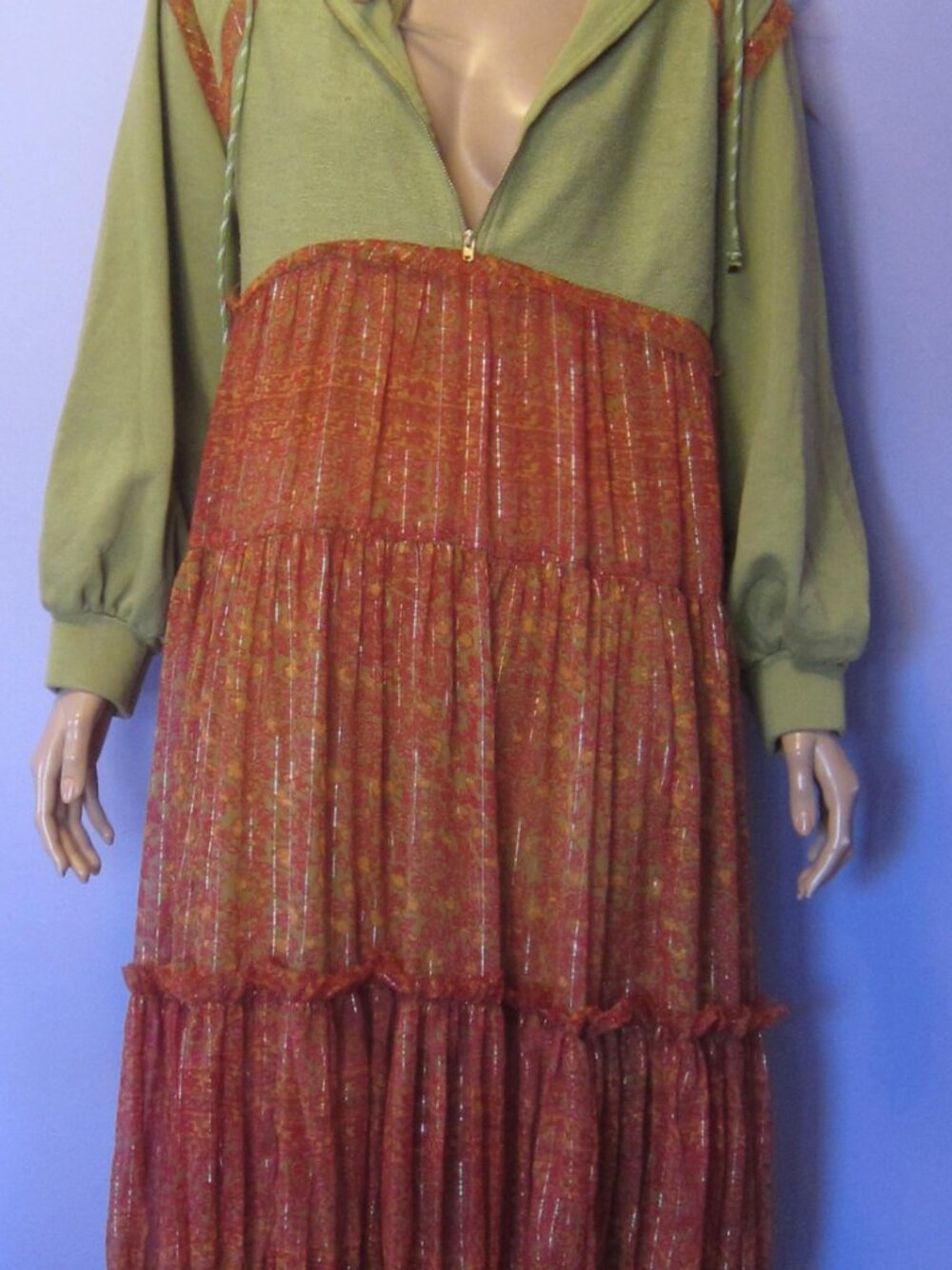 FREE PEOPLE BALI CASSIA Boho Hippie India Sweatshirt Maxi Festival DRESS NWT - Picture 5 of 11